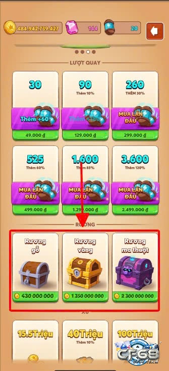 Làm sao để có lượt quay coin master? Mua rương ma thuật