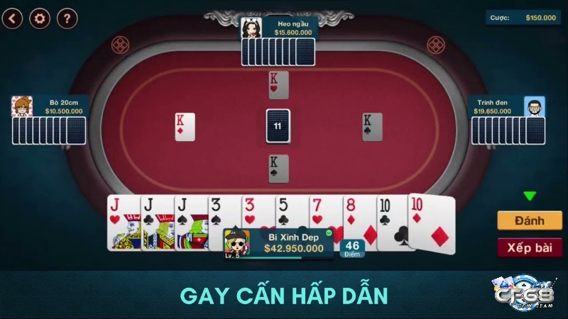 Giao diện game Phỏm offline pro với đồ hoạ sắc nét và giao diện dễ hiểu.